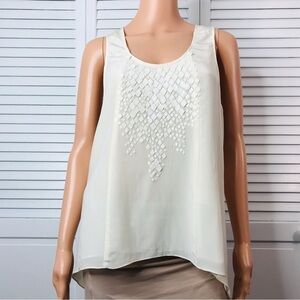MM COUTURE By Miss Me Ivory Silk High-Low Sleeveless Blouse Size Medium